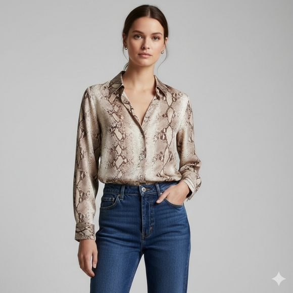 Rafaella Tops - Snake print silk blouse size 14
